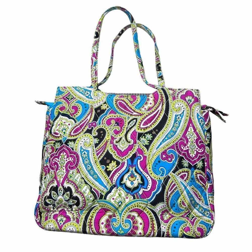 Vera Bradley silk collection paisley top handle shoulder handbag  EUC